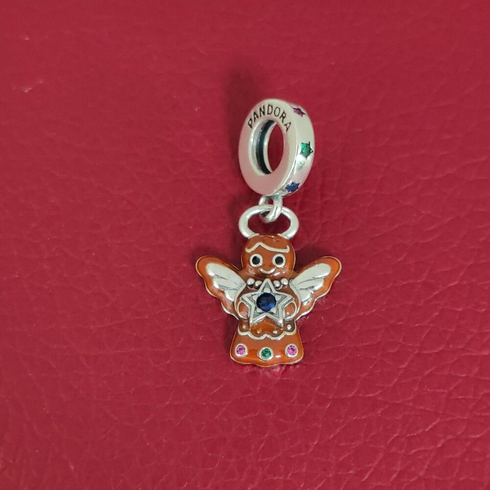 Gingerbread Angel Dangle Charm Sterling Silver